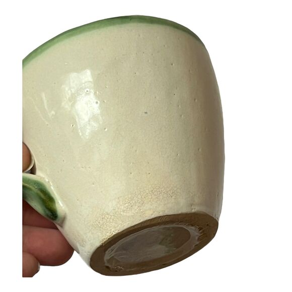 MCM John B Taylor Louisville Stoneware Pottery Green Rim 4pc Set Coffee Cup Mug - Picture 9 of 12